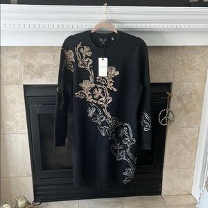 Beautiful Ted Baker Sweater Dress with beaded details on front